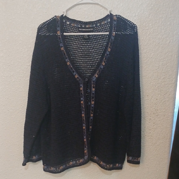 Make Offer Norton McNaughton L Black Patterned Sweater - Picture 1 of 3